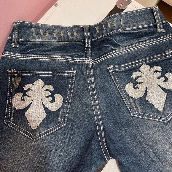 Straight Leg Rhinestone Jeans - Picture 3 of 7